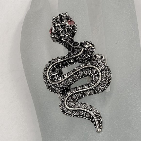 Large Snake Stretch Ring Statement Ring Animal Jewelry - Picture 2 of 12